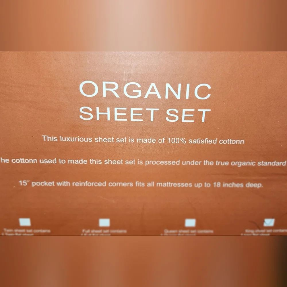NIB-Tree Organic King Sheet Set 2000ct Premium Organic Cotton